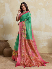 Green Kanjivaram Figure Printed Saree