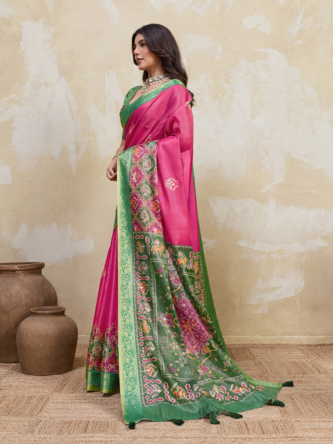 Pink Kanjivaram Figure Printed Saree sedora couture