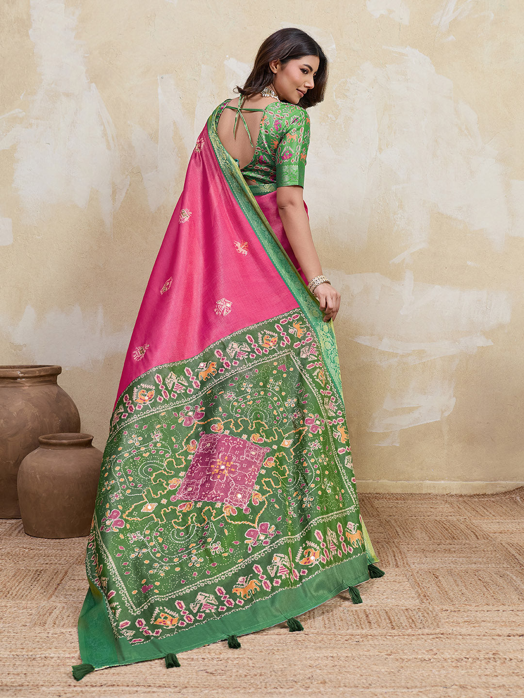 Pink Kanjivaram Figure Printed Saree sedora couture