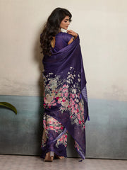 Purple Moss Floral Printed Saree