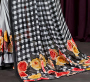 Grey Georgette Floral Printed Saree