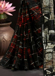 Black Georgette Abstract Printed Saree