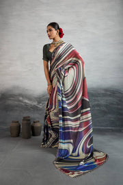 Vibrant Multicolour Satin Silk Saree with Digital Prints