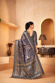 Timeless Dark Grey Diya Silk Saree