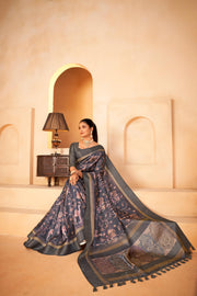 Timeless Dark Grey Diya Silk Saree