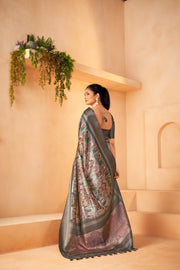 Charming Grey Diya Silk with Jacquard
