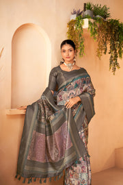 Charming Grey Diya Silk with Jacquard