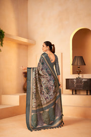 Regal Grey Diya Silk with Jacquard Border