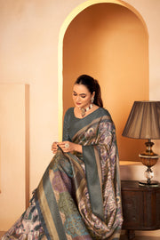Regal Grey Diya Silk with Jacquard Border