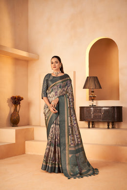 Regal Grey Diya Silk with Jacquard Border