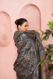 Timeless Grey Diya Silk Saree with Jacquard Border