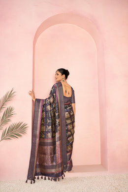 Timeless Diya Silk Wine Saree with Jacquard Border