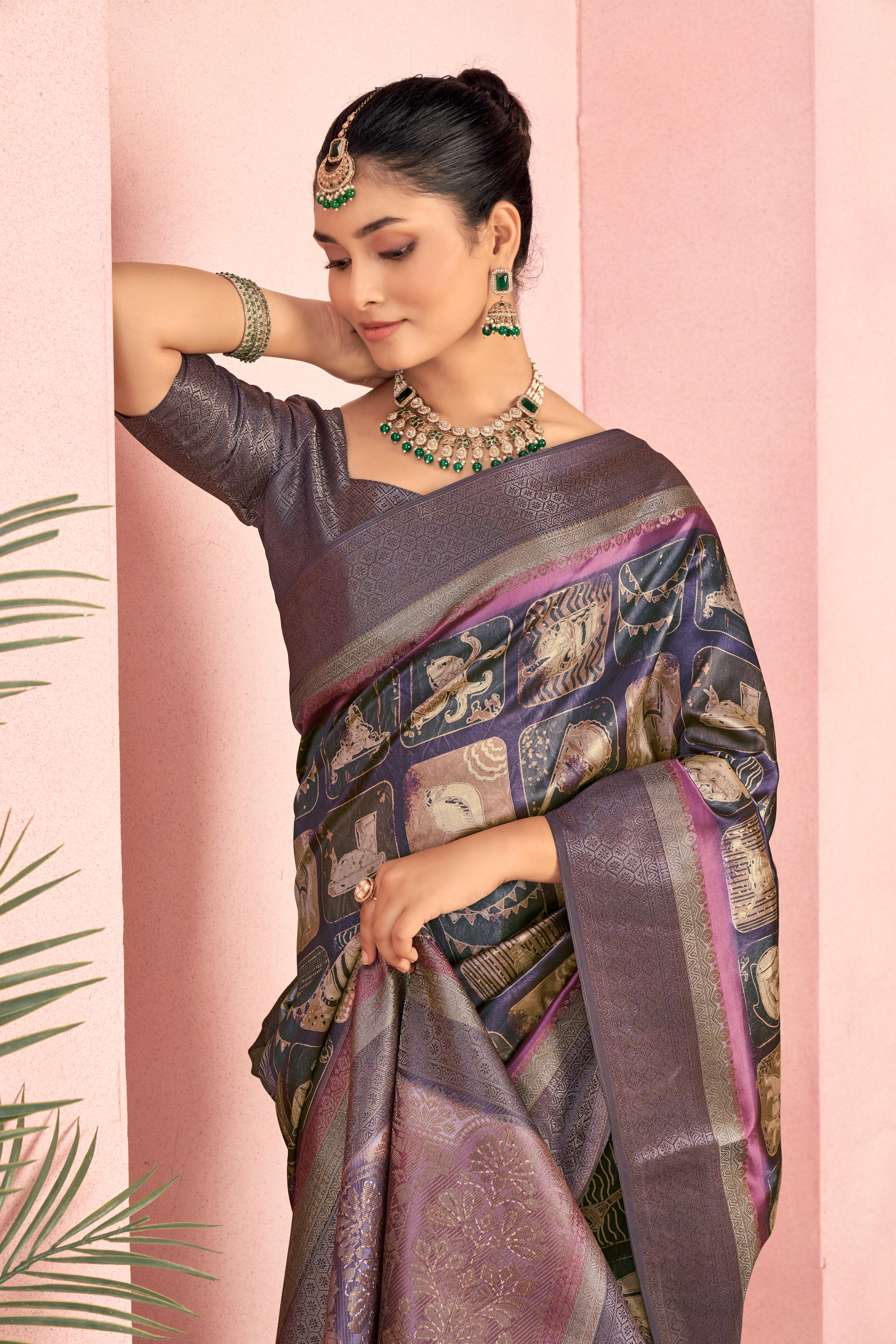 Timeless Diya Silk Wine Saree with Jacquard Border