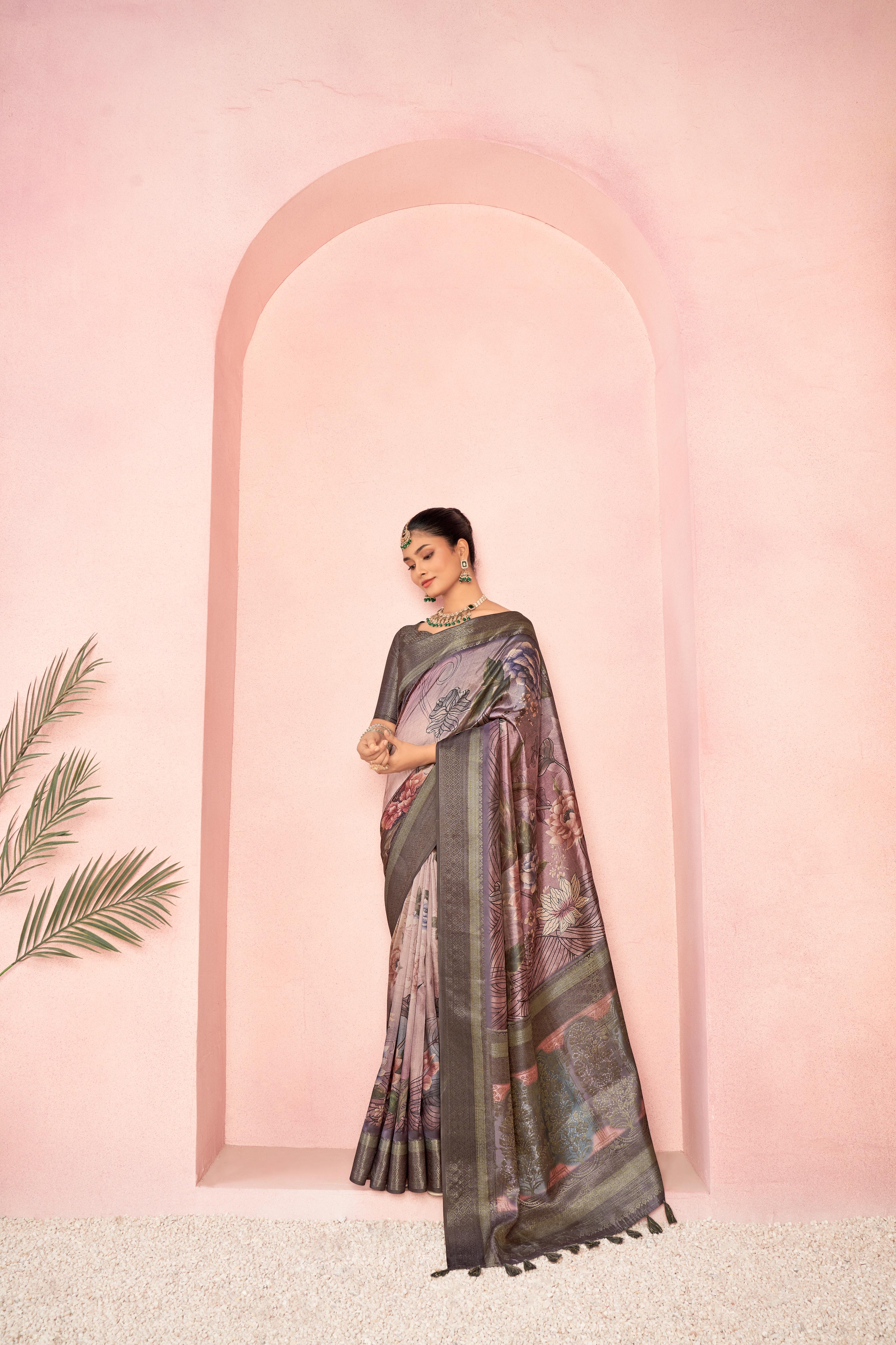 Timeless Wine Diya Silk Saree