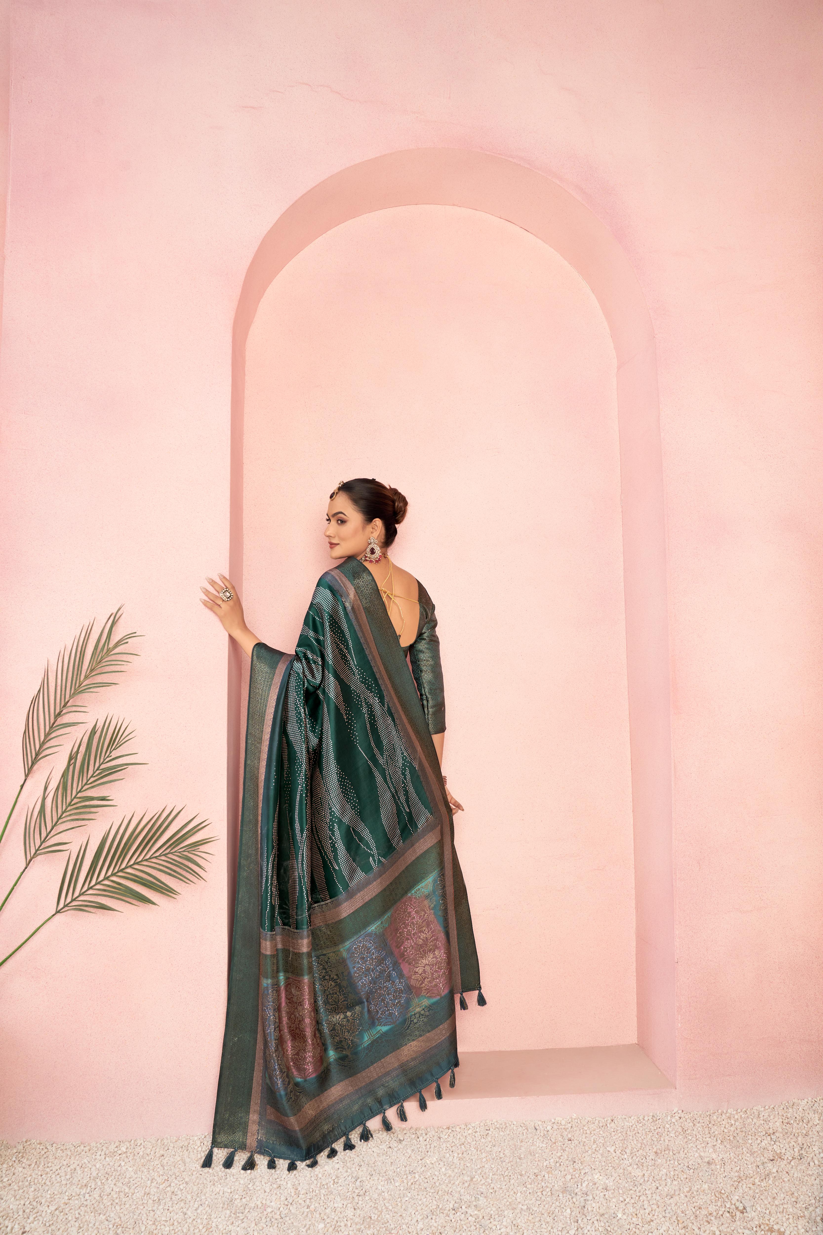 Charming Bottle Green Diya Silk with Jacquard sedoracouture