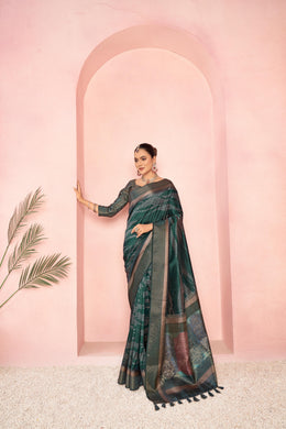 Charming Bottle Green Diya Silk with Jacquard