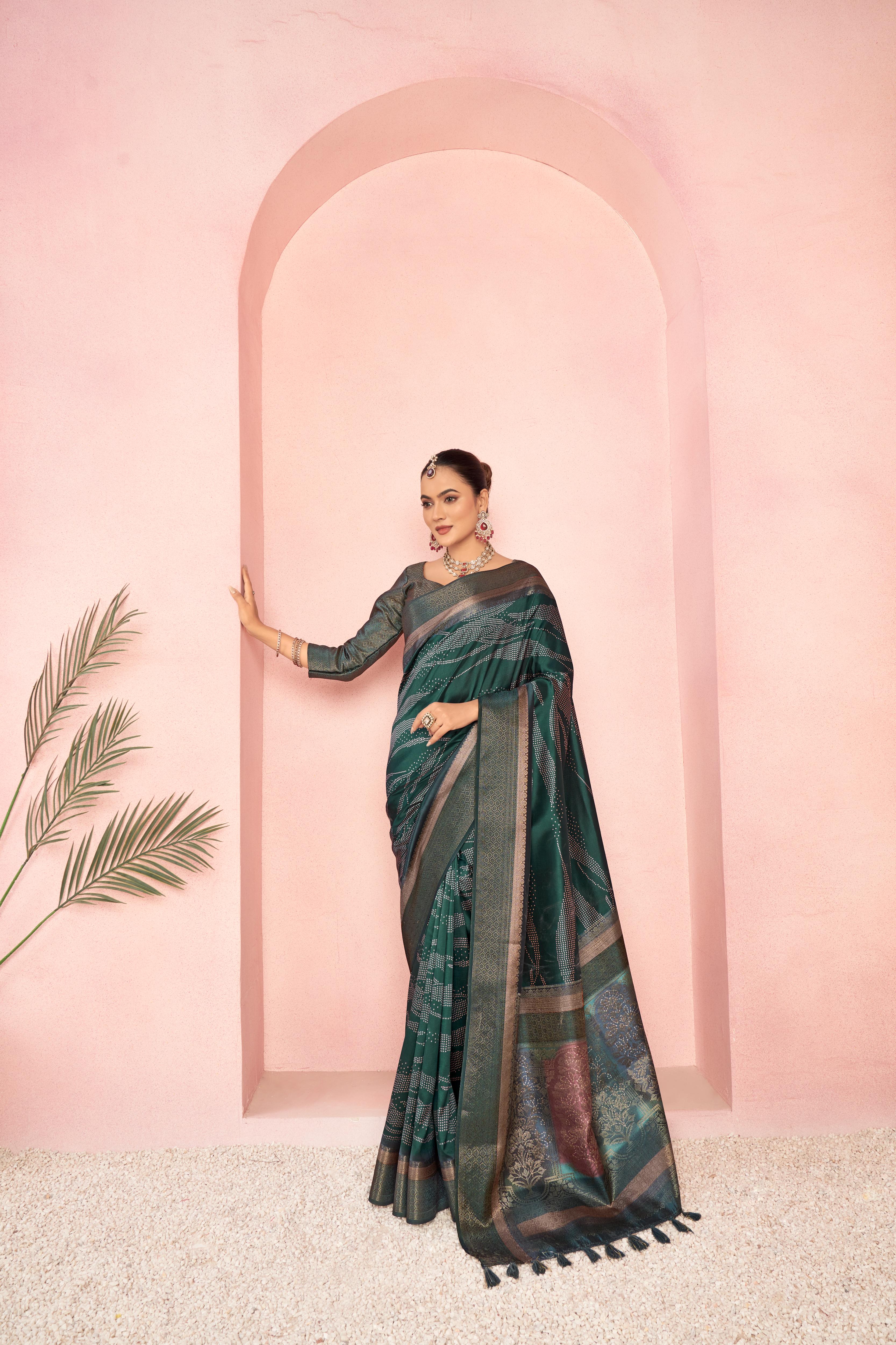 Charming Bottle Green Diya Silk with Jacquard