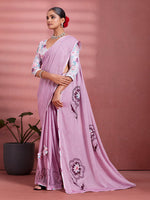 Lavender Georgette Floral Printed Saree sedora couture