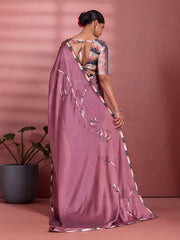 Magenta Crepe Floral Printed Saree