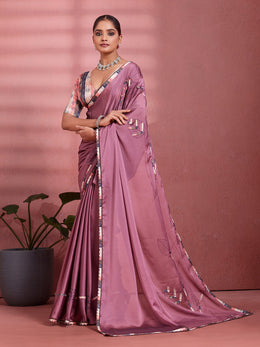 Magenta Crepe Floral Printed Saree