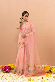 Delicate Peach Saree with Digital Aari Print