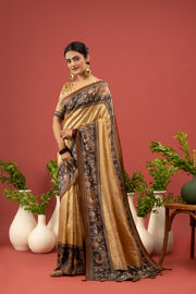 Vibrant Mustard Silk Saree with Embroidery
