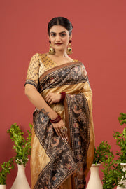 Vibrant Mustard Silk Saree with Embroidery