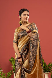 Vibrant Mustard Silk Saree with Embroidery
