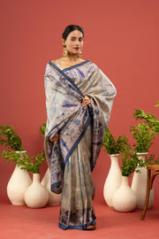 Dual-Tone Silk Saree with Purple Gala