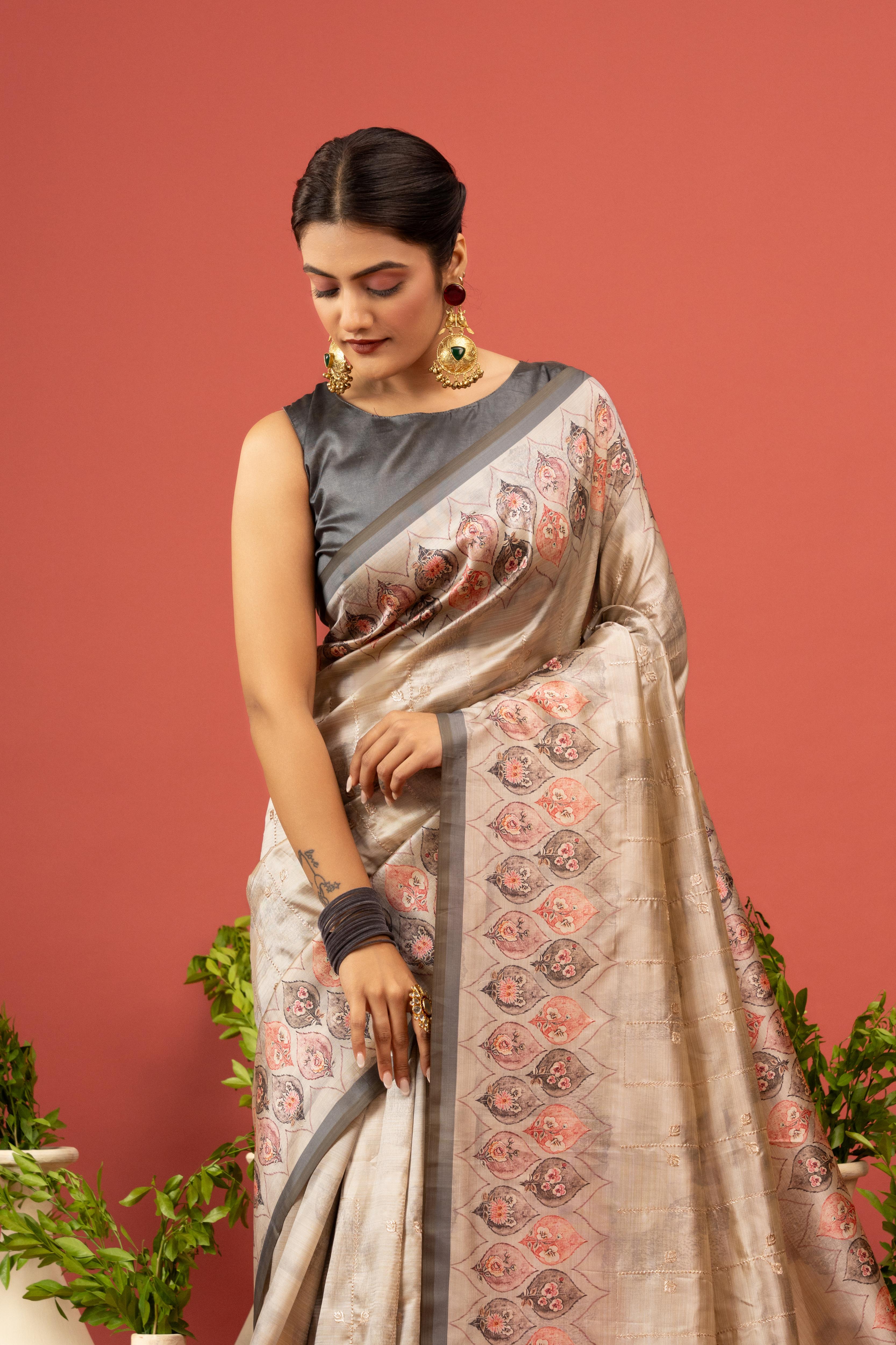 Classic Brown Diya Silk Saree Design