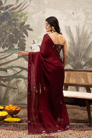 Red Georgette Silk Saree with Embroidery & Diamonds