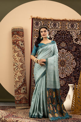 Elegant Rama Handloom Silk Saree