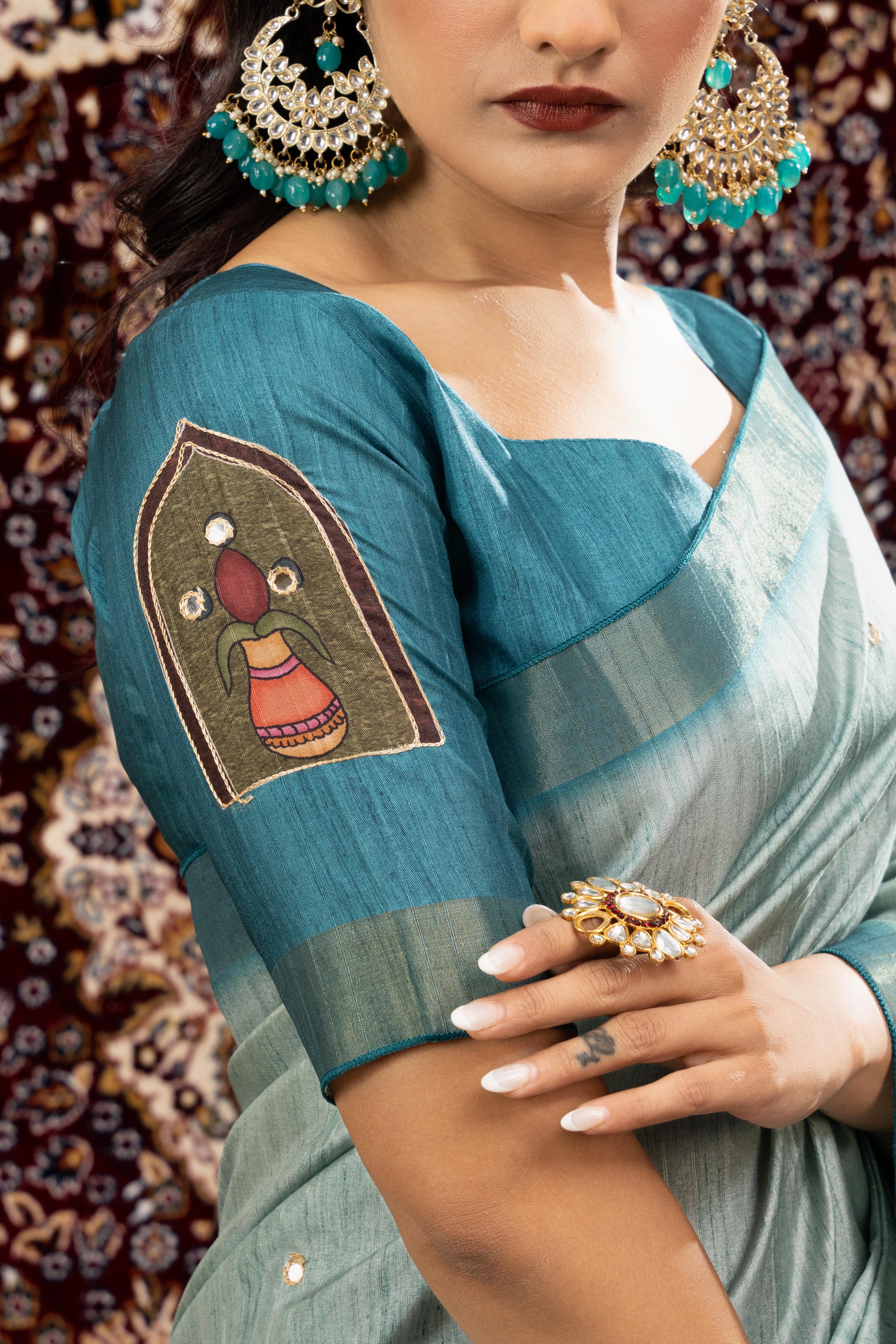 Elegant Rama Handloom Silk Saree