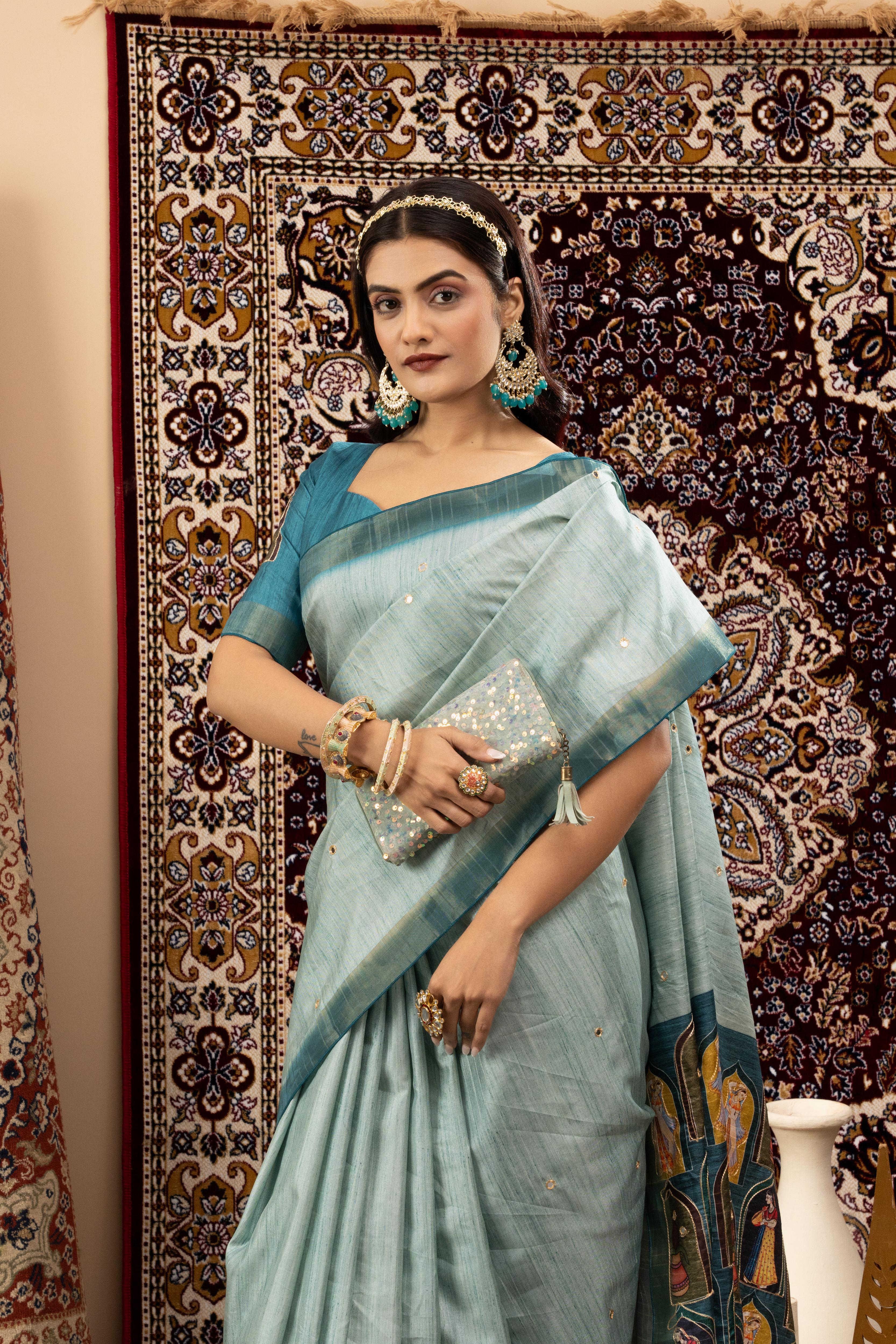 Elegant Rama Handloom Silk Saree
