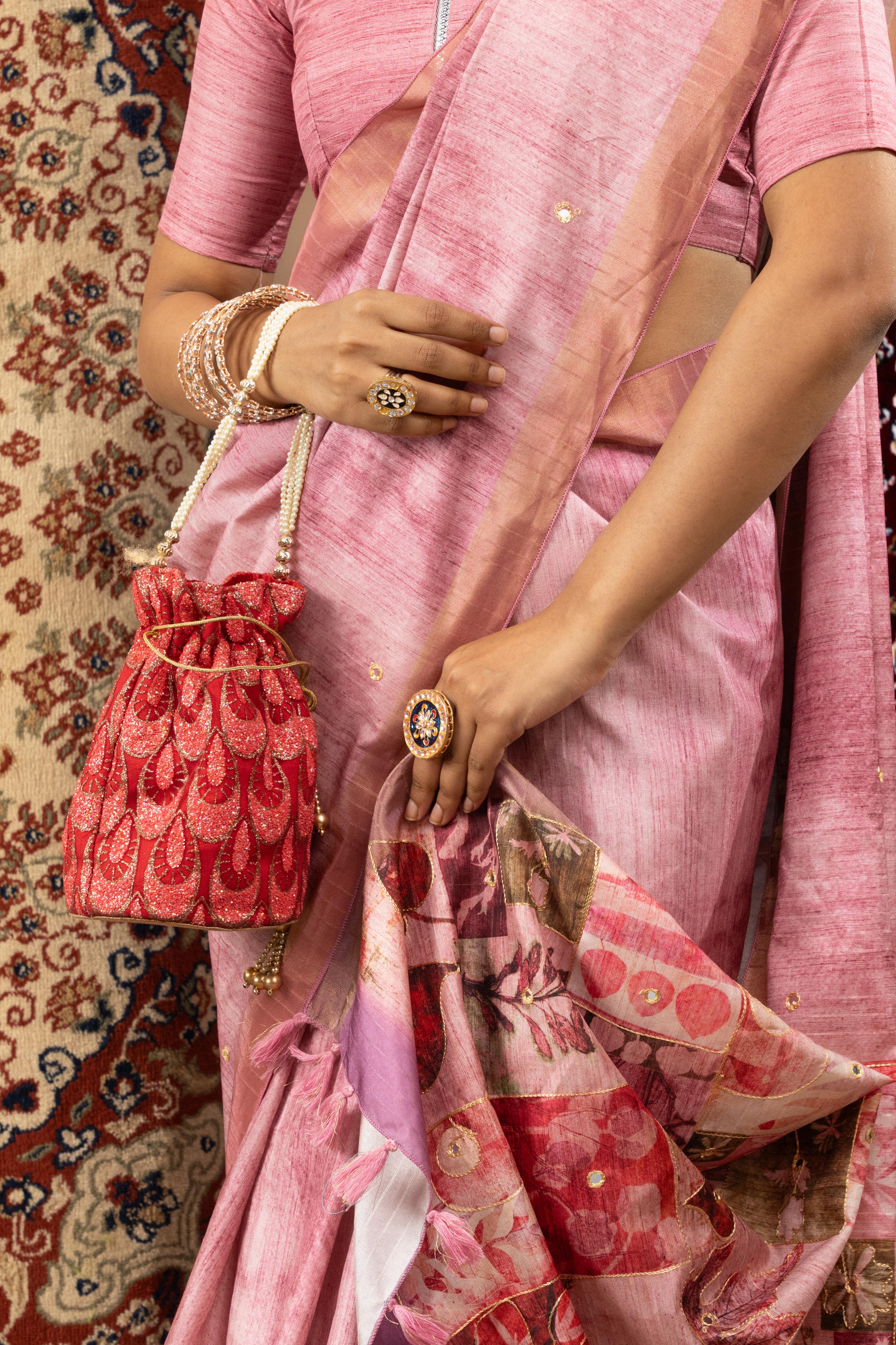 Pink Handloom Silk with Digital Print