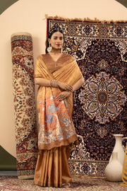 Mustard Handloom Silk with Digital Print