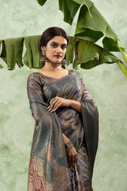 Graceful Grey Jacquard Saree with Design