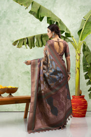 Elegant Grey Jacquard Saree with Rich Pallu