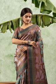 Timeless Brown Jacquard Saree with Pallu