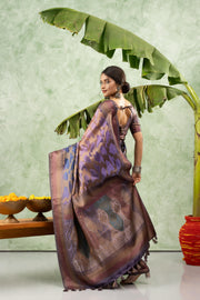 Charming Purple Jacquard Saree with Print
