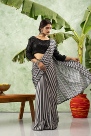 Chic Chiffon Digital Printed Saree with Border
