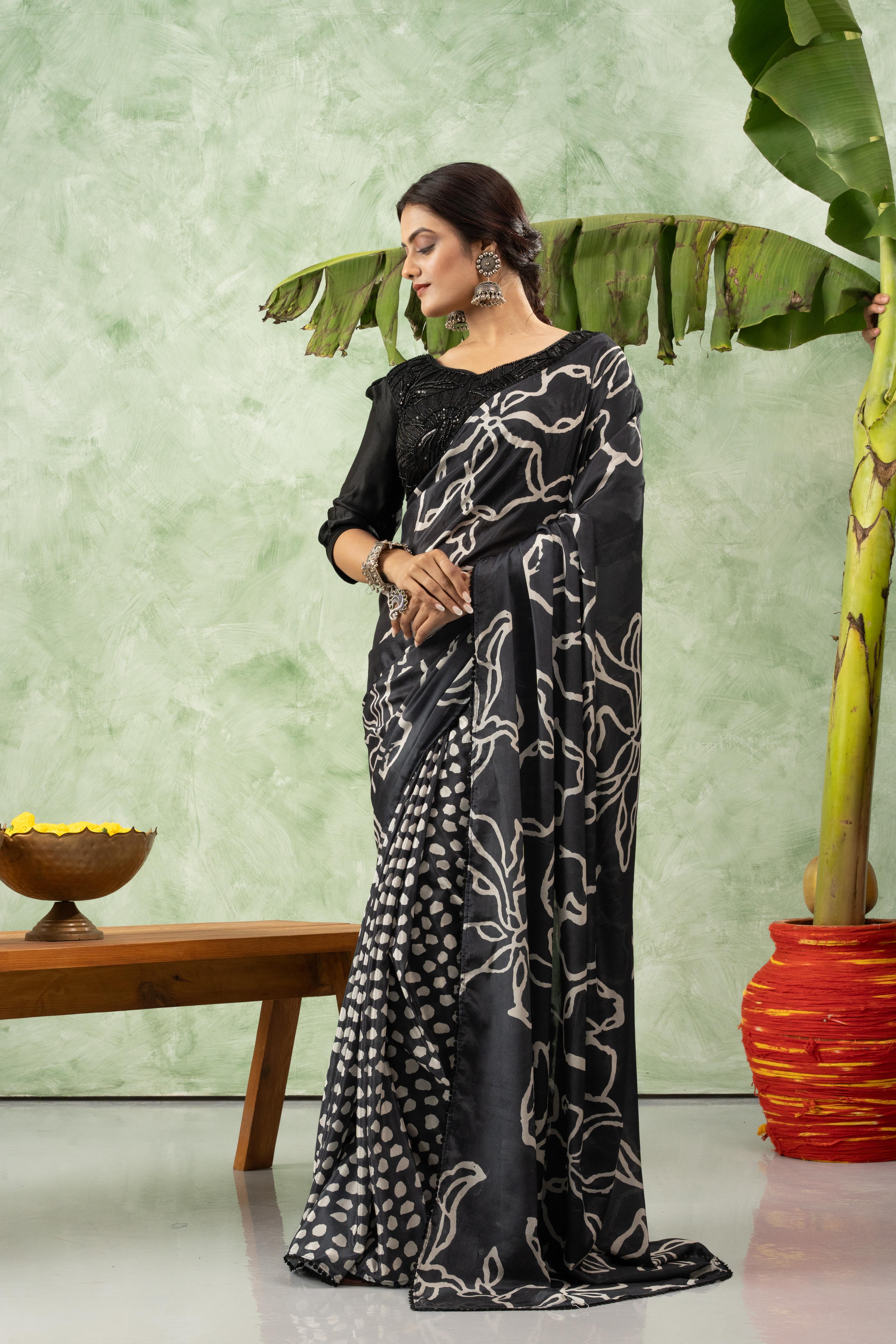 Chiffon Digital Print Saree with Border