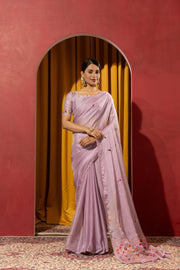 Regal Purple Crystal Crush Kashmiri Saree