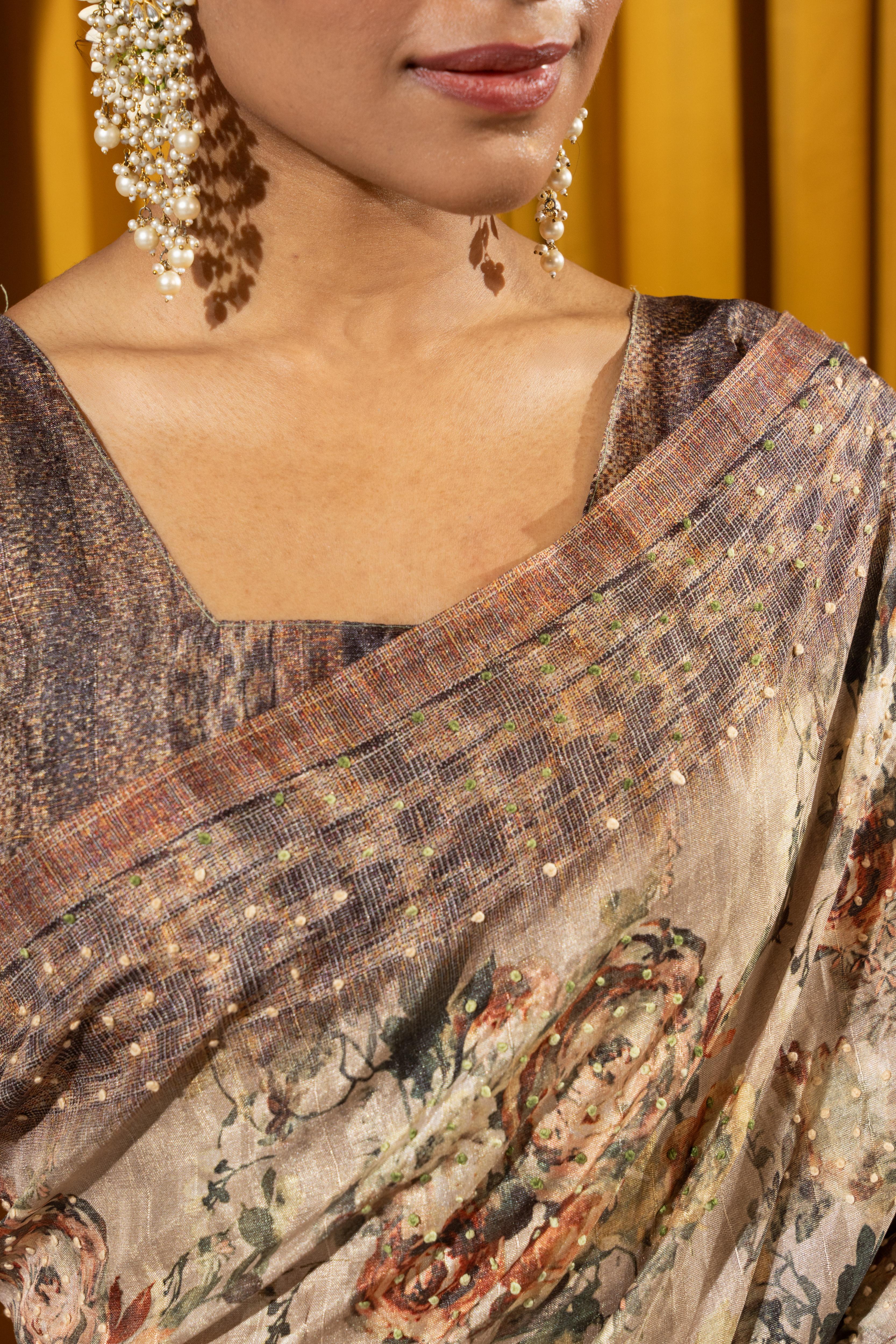 Lemon Collom Silk Saree with Hand Knotwork