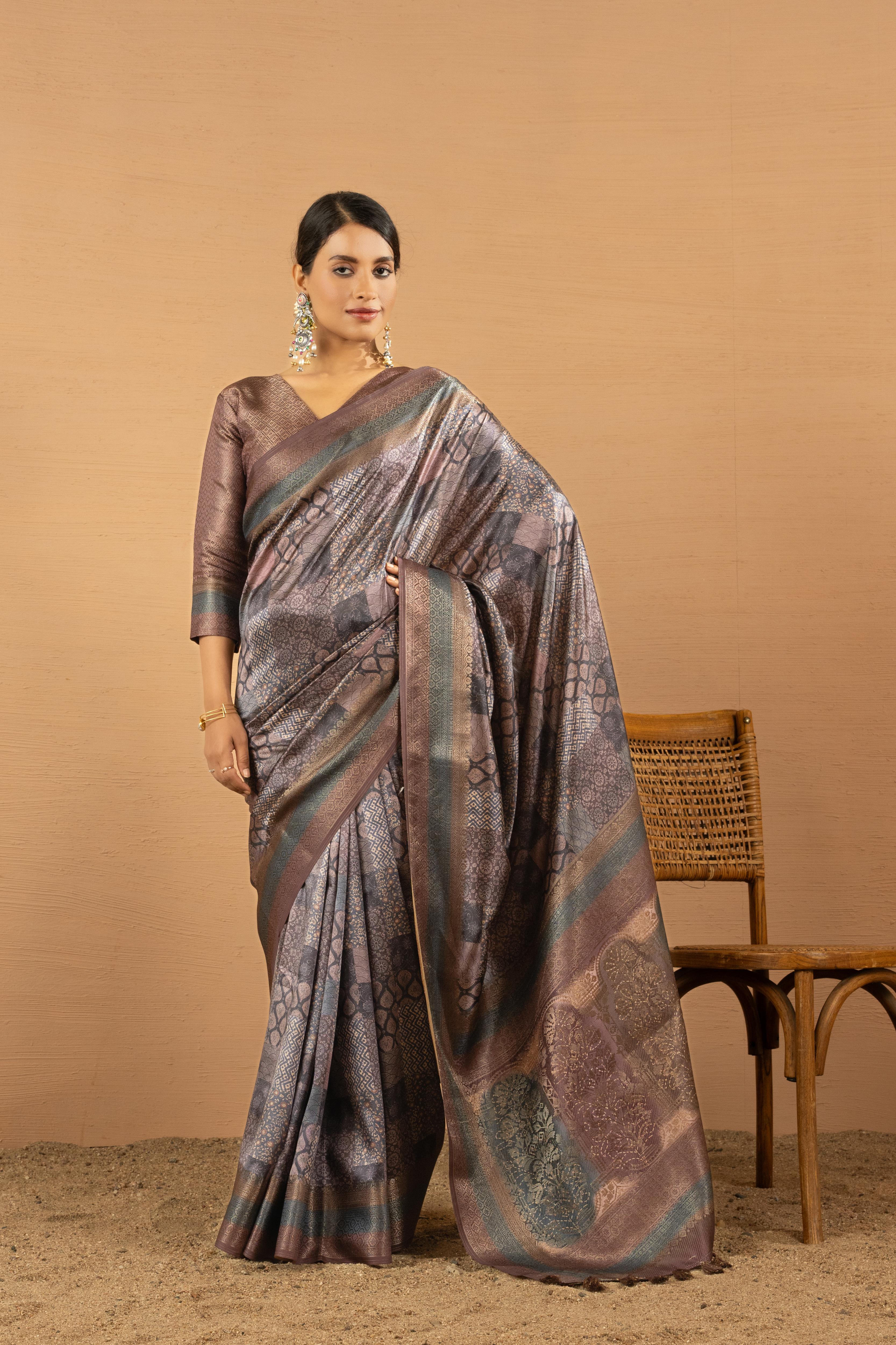Premium Brown Saree with Jacquard Pallu and Border