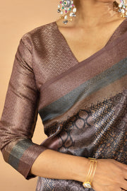 Premium Brown Saree with Jacquard Pallu and Border