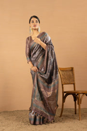 Premium Brown Saree with Jacquard Pallu and Border