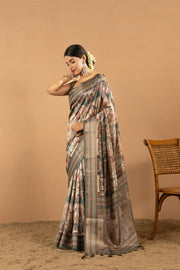 Regal Grey Diya Silk with Jacquard Border