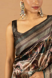 Regal Grey Diya Silk with Jacquard Border