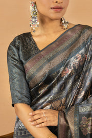 Timeless Grey Diya Silk Saree with Jacquard Border